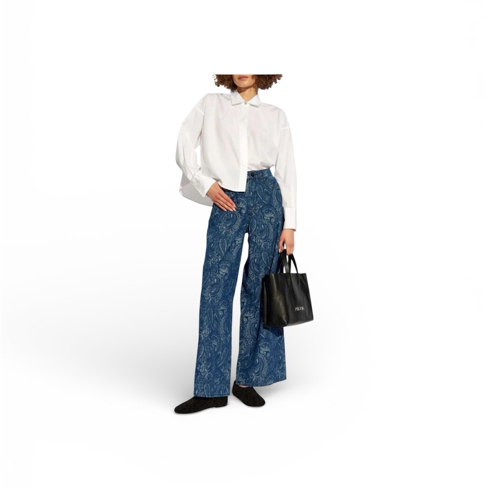 Rag & Bone Blue Paisley High-Rise Ankle Pants